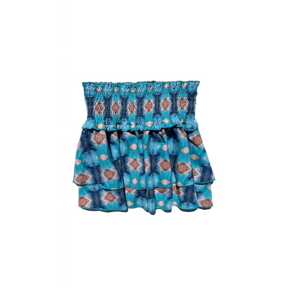 NEW PLEAT girl's scottie skirt in blue ikat